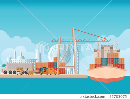 Loading containers on a sea freight cargo ship  25705075