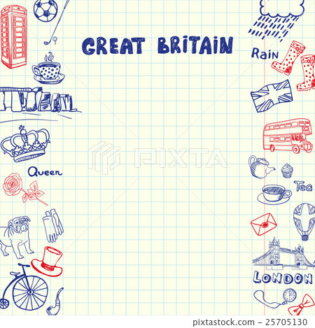 Great Britain Pen Drawn Doodles Vector Collection 25705130