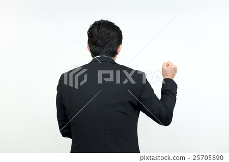 打膽的姿勢的中年商人的後方姿勢 25705890