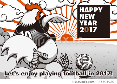 2017年新年賀卡模板“足球雞”英文堵嘴Superecript無明信片水平紅色和黑色 2017年新年賀卡模板“足球雞”英文堵嘴Superecript無明信片水平紅色和黑色 25705980