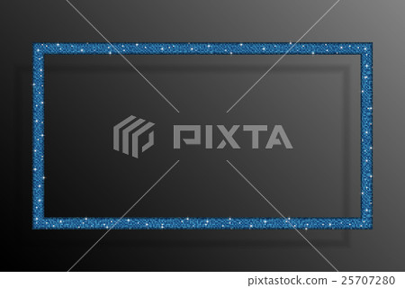 Frame Blue Sequins Rectangle. Glitter, Sparkle. 25707280