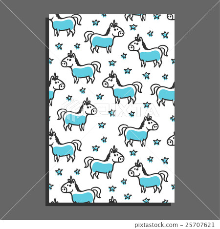 Greeting card with unicorn and stars 25707621