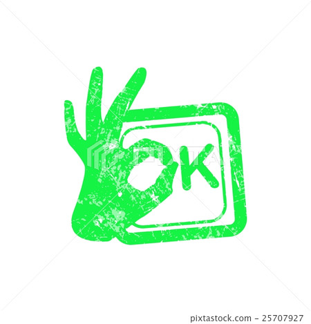 Ok green grunge rubber stamp 25707927