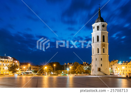 Vilnius, Lithuania. Night Or Evening View Of Bell 25708713
