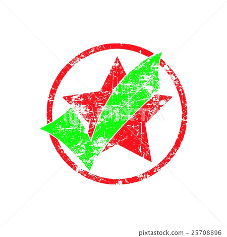 green check in red cycle with star grunge green check in red cycle with star grunge 25708896