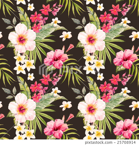 Watercolor tropical floral pattern Watercolor tropical floral pattern 25708914
