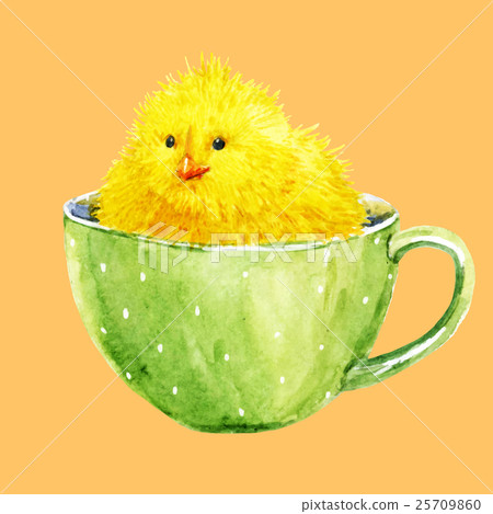 Cute yellow chick in a cup 25709860
