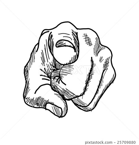black hand drawn style hand pointing finger black hand drawn style hand pointing finger 25709880