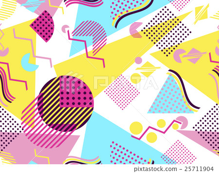 Memphis seamless pattern in the style of 80's. 25711904