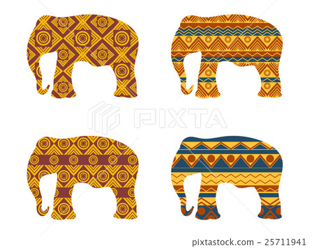 Indian elephant pattern. Vector illustrations. 25711941
