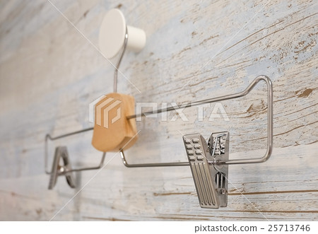 Metal Coat Hanger Hanging on A Clothes Rack 25713746