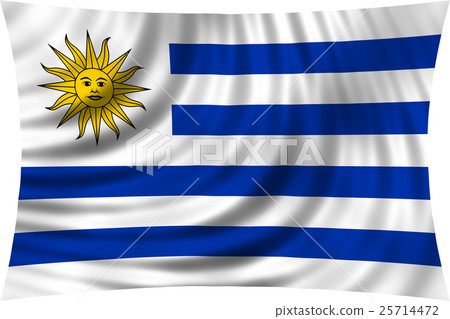 Flag of Uruguay waving isolated on white 25714472
