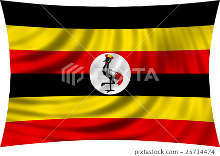 Flag of Uganda waving isolated on white 25714474