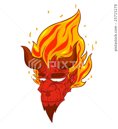 Red Devil head vector. monster in Halloween night 25715278