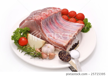 Raw pork ready to be cooked isolated on white Raw pork ready to be cooked isolated on white 25715395