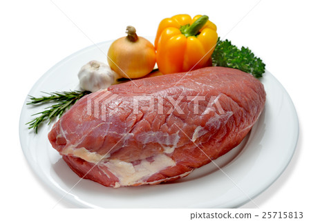Raw meat ready to be cooked isolated on white Raw meat ready to be cooked isolated on white 25715813