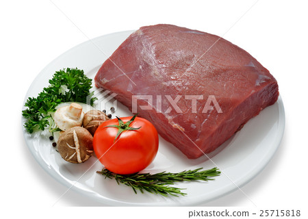 Raw meat ready to be cooked isolated on white 25715818