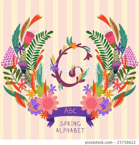 The letter G. Floral hand drawn monogram 25716622