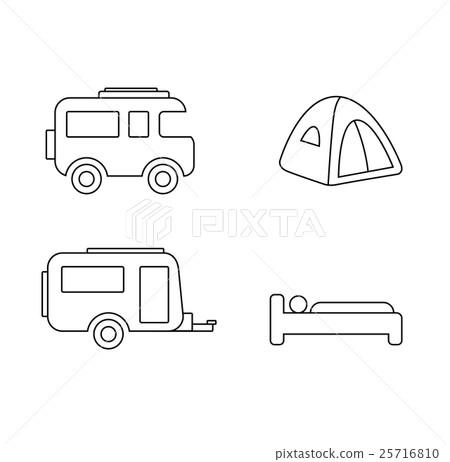 Camping and Caravan Icon Set - Stock Illustration [25716810] - PIXTA