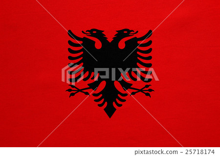 Flag of Albania real detailed fabric texture 25718174