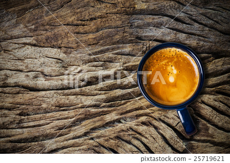 Top view cup of coffee on table background 25719621