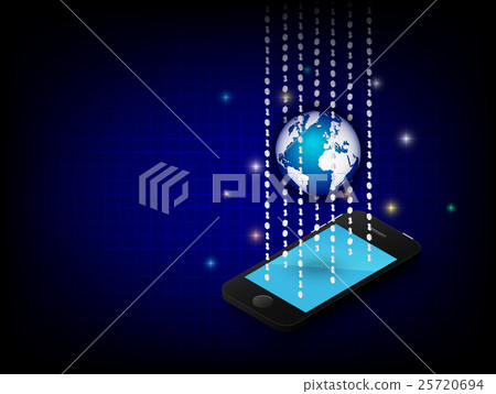 Cell phone and globe and binary digit Cell phone and globe and binary digit 25720694
