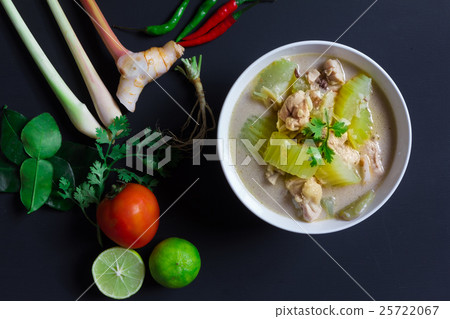 Chicken and coconut milk soup 25722067