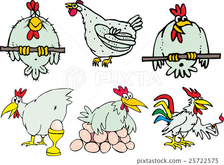 Set of funny hen birds and roosters 25722575
