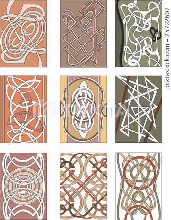 Set of vertical knot decorative patterns 25722602
