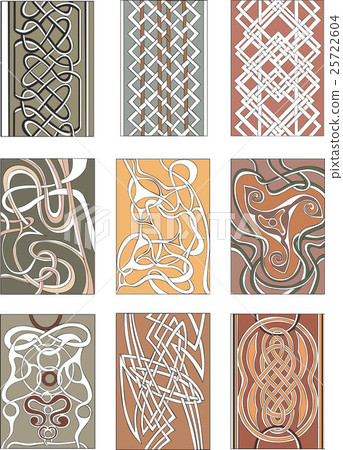 Set of vertical knot ornamental patterns 25722604