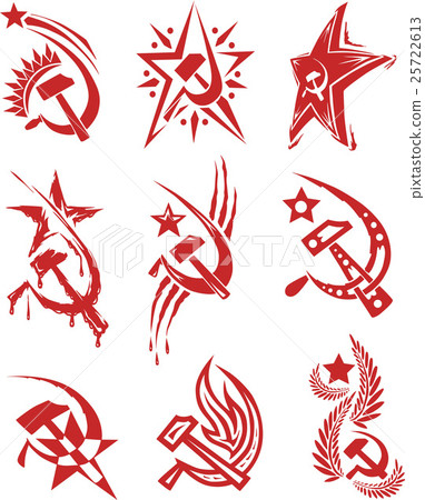 Set of red color soviet star symbols 25722613