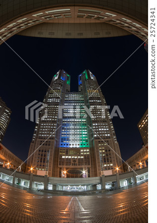 A special light-up town hall building image of a rugby world cup (fisheye b) 25724341