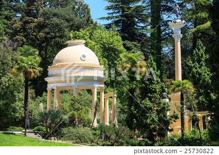 Greek gazebo in the arboretum in Sochi, Russia, summer day  25730822
