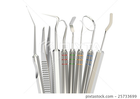 Set of dental tools, 3D rendering Set of dental tools, 3D rendering 25733699
