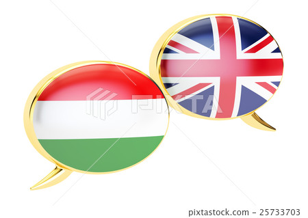 Speech bubbles, English-Hungarian conversation 25733703