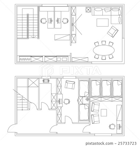 Standard office furniture symbols set 25733723