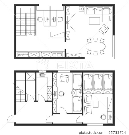 Standard office furniture symbols set 25733724