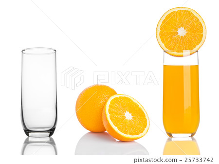 Glass of healthy organic orange juice on white Glass of healthy organic orange juice on white 25733742