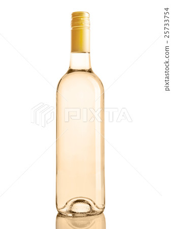 Bottle of white wine golden color on white Bottle of white wine golden color on white 25733754