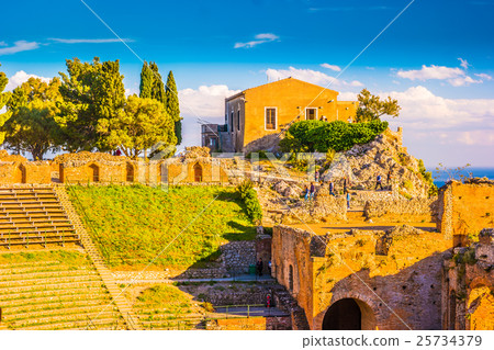The Ruins of Taormina Theater at Sunset. The Ruins of Taormina Theater at Sunset. 25734379