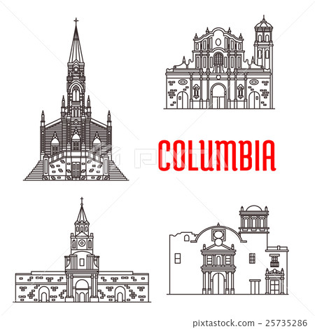 Icons of Columbian famous buildings Icons of Columbian famous buildings 25735286