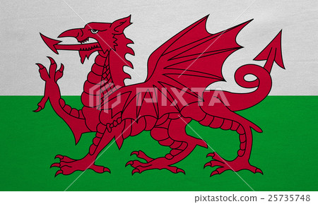 Flag of Wales real detailed fabric texture Flag of Wales real detailed fabric texture 25735748