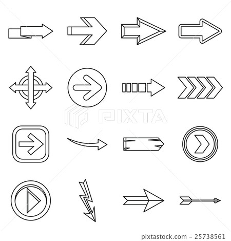 Arrow icons set, outline style 25738561