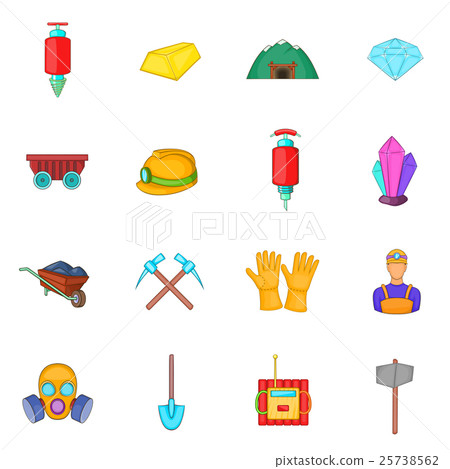 Mining icons set, cartoon style Mining icons set, cartoon style 25738562