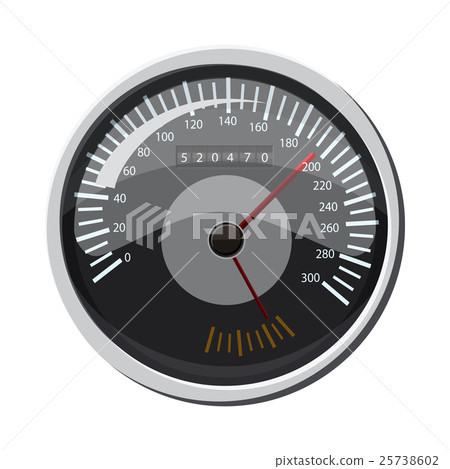 Grey speedometer icon, cartoon style 25738602