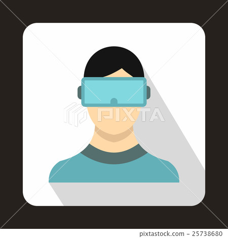 Virtual reality glasses icon, flat style Virtual reality glasses icon, flat style 25738680