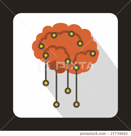 Sensors on human brain icon, flat style Sensors on human brain icon, flat style 25738682