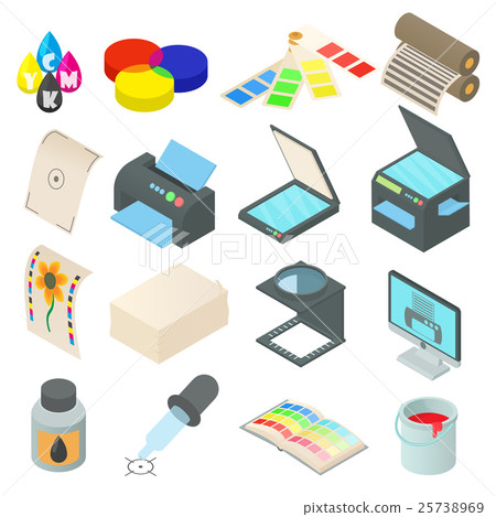 Printing icons set, simple style 25738969