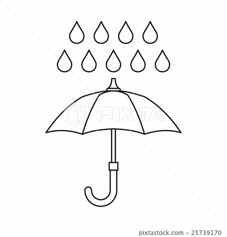 Umbrella and rain icon, outline style Umbrella and rain icon, outline style 25739170
