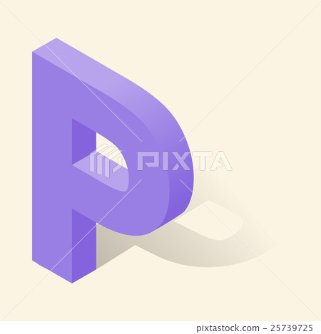 P letter in isometric 3d style with shadow 25739725